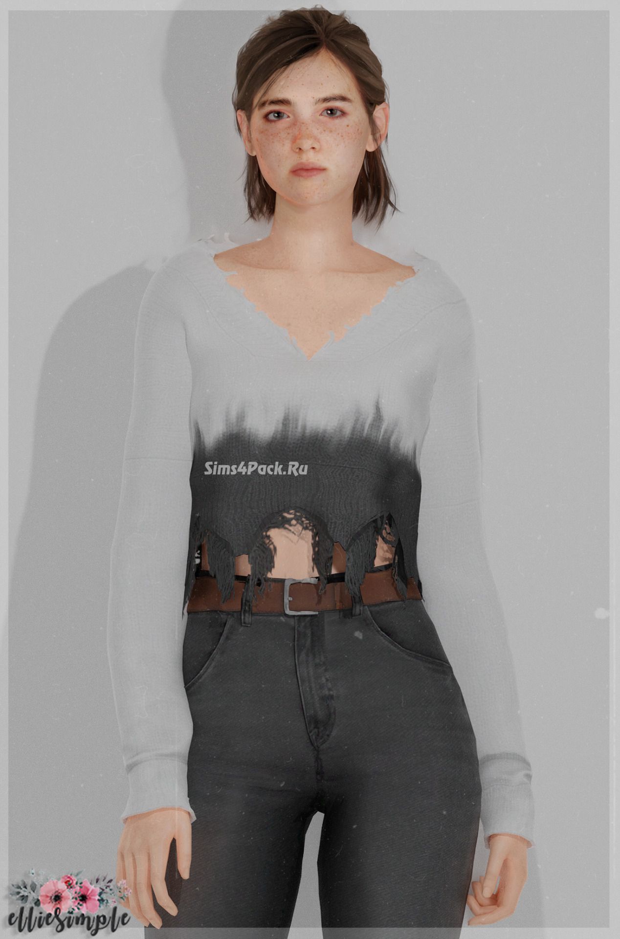 Sims 4 Mod Ripped Sweater Свитер