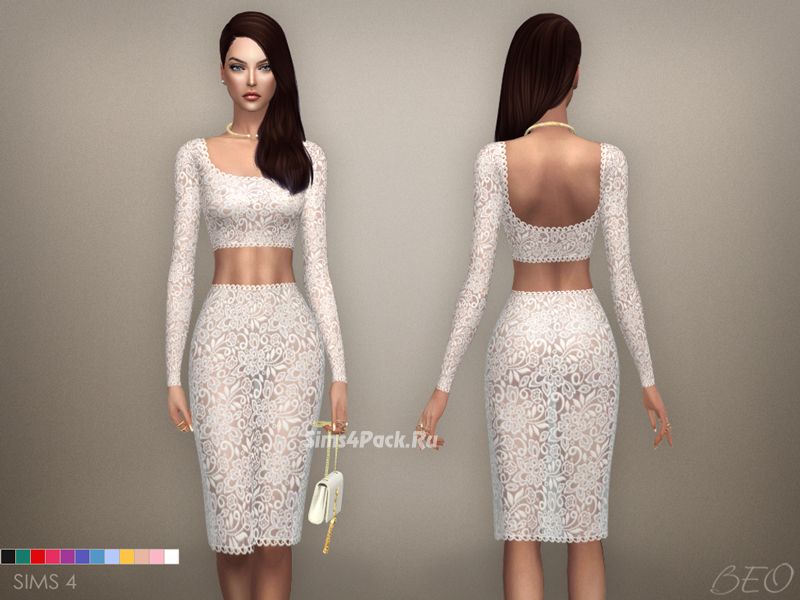 Комплект "LACE TRANSPARENT MIDI DRESS 03"