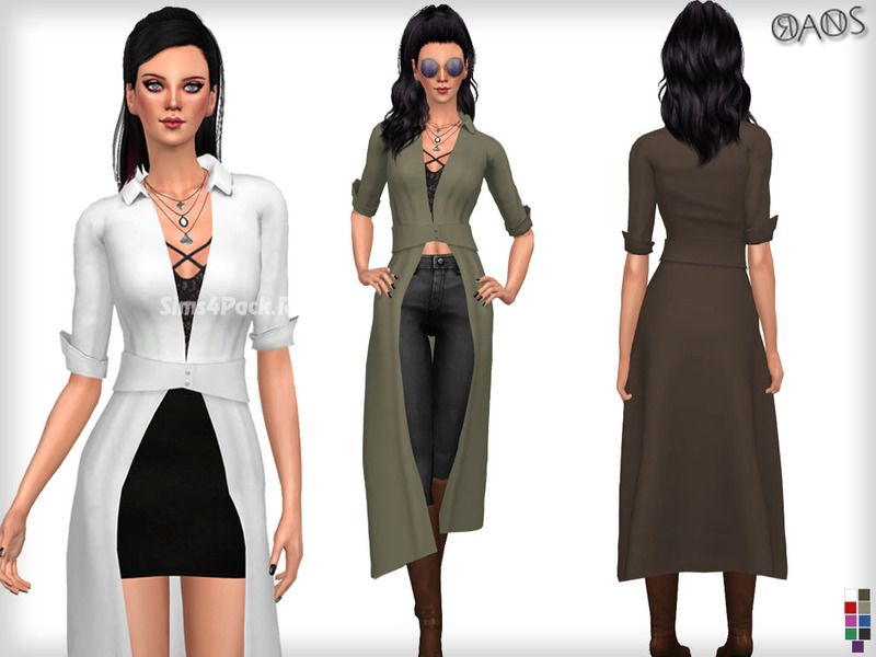 Макси рубашка "Shirley Plunge Neck Split Maxi Shirt"
