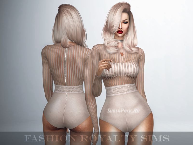 Боди "Long Sleeve Striped Bodysuit with Belt"