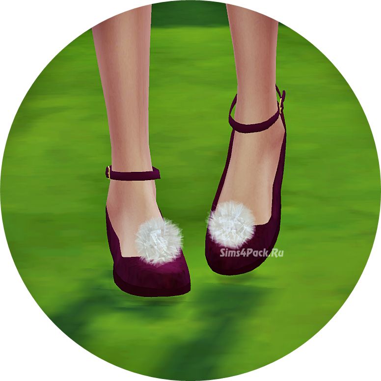 Туфли "pompom ankle strap flat shoes"