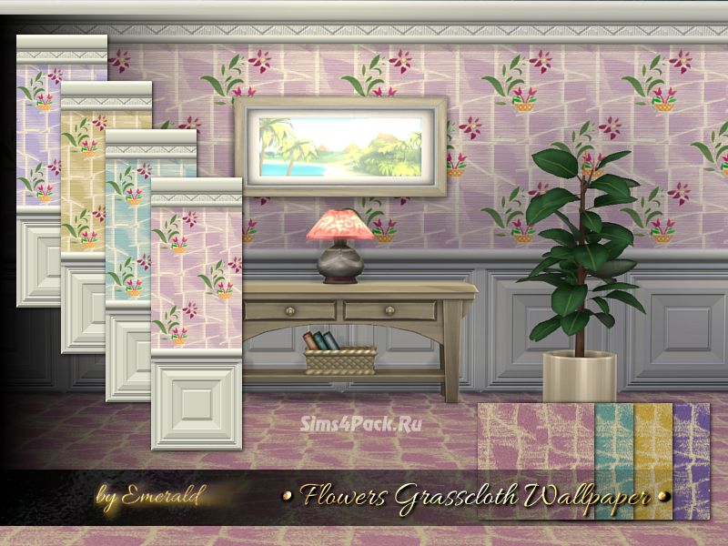 Покрытия для стен и пола "Flowers Grasscloth Wallpaper"