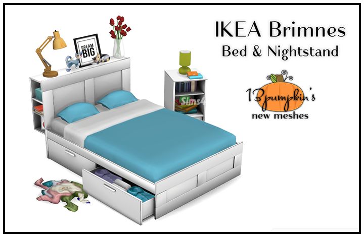 Набор мебели для спальни "IKEA Brimnes Bed and Nightstand"