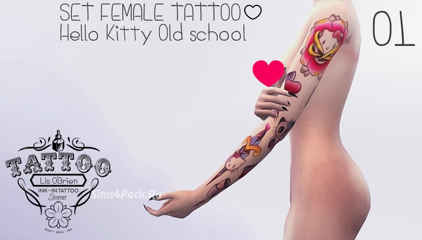 Тату-рукав "Hello Kitty in old school"