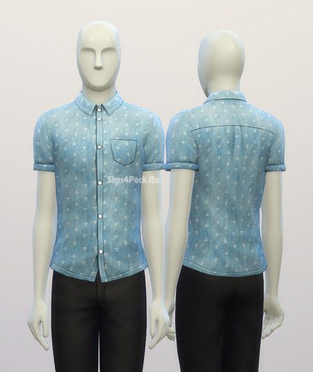 Рубашка "Cuffed Shirts Anchor Pattern by Forever 21 MEN"