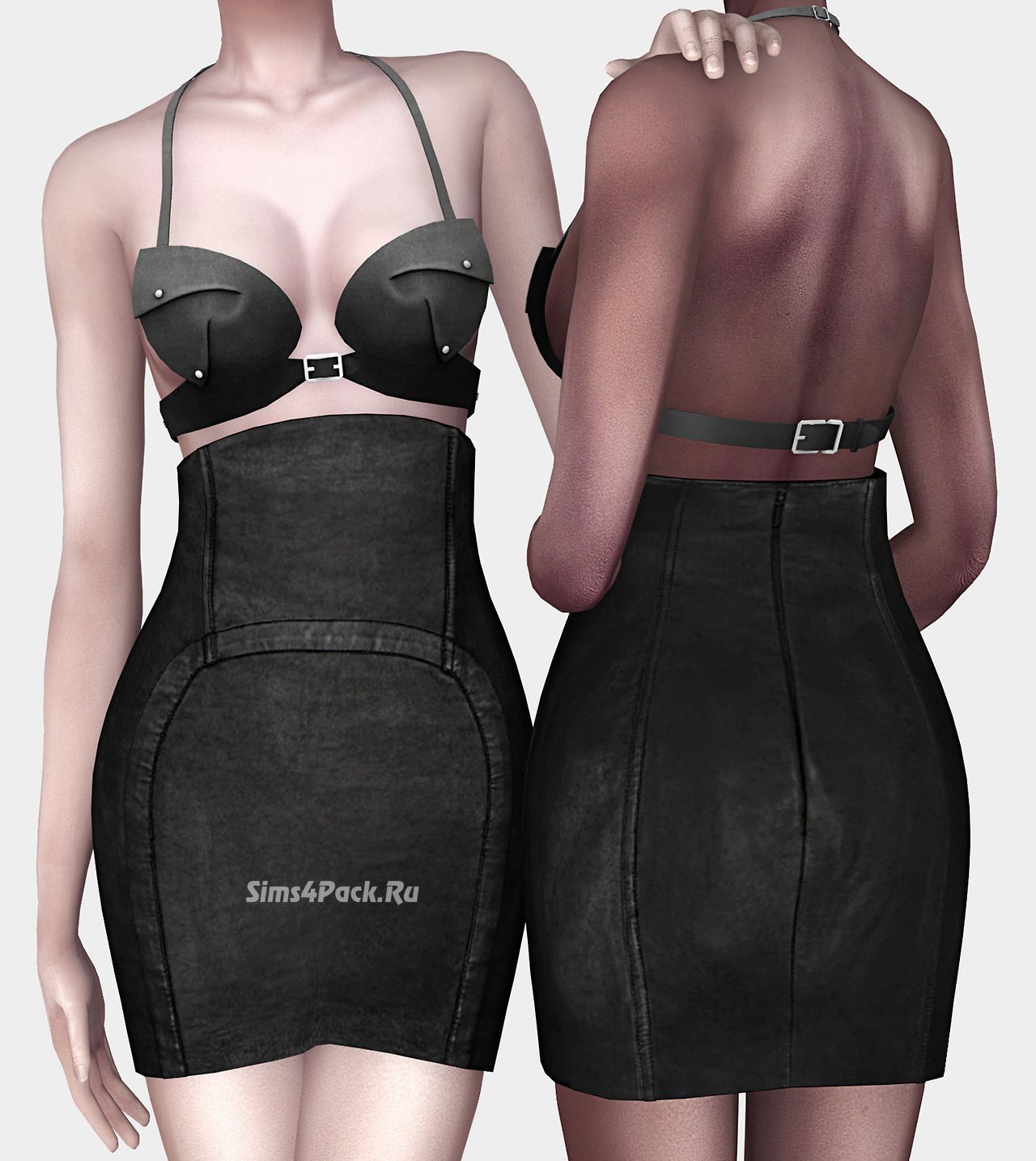 Юбка "Saint Laurent High Waisted Leather Skirt"