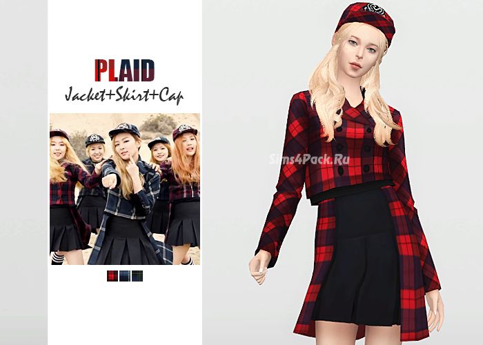 Комплект "Plaid Jacket + Skirt + Cap"
