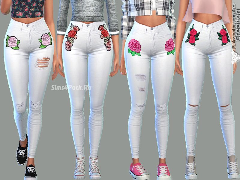 Джинсы "White Embroidered Denim"