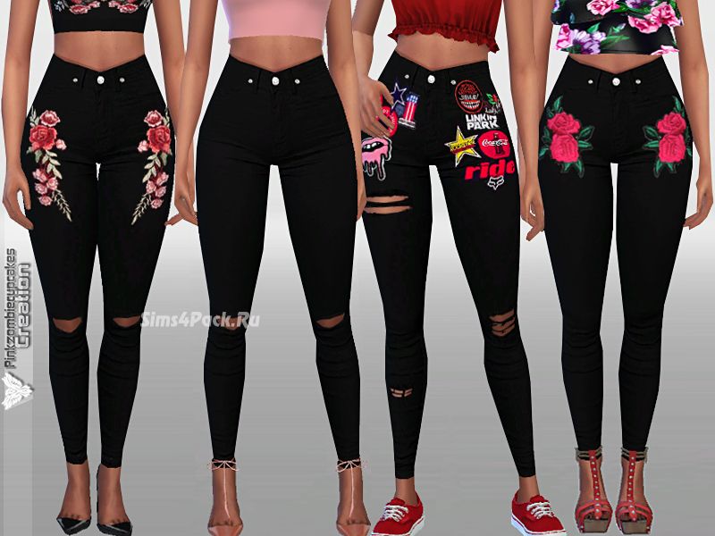 Джинсы "Black Denim(Embroidered and Patched)"