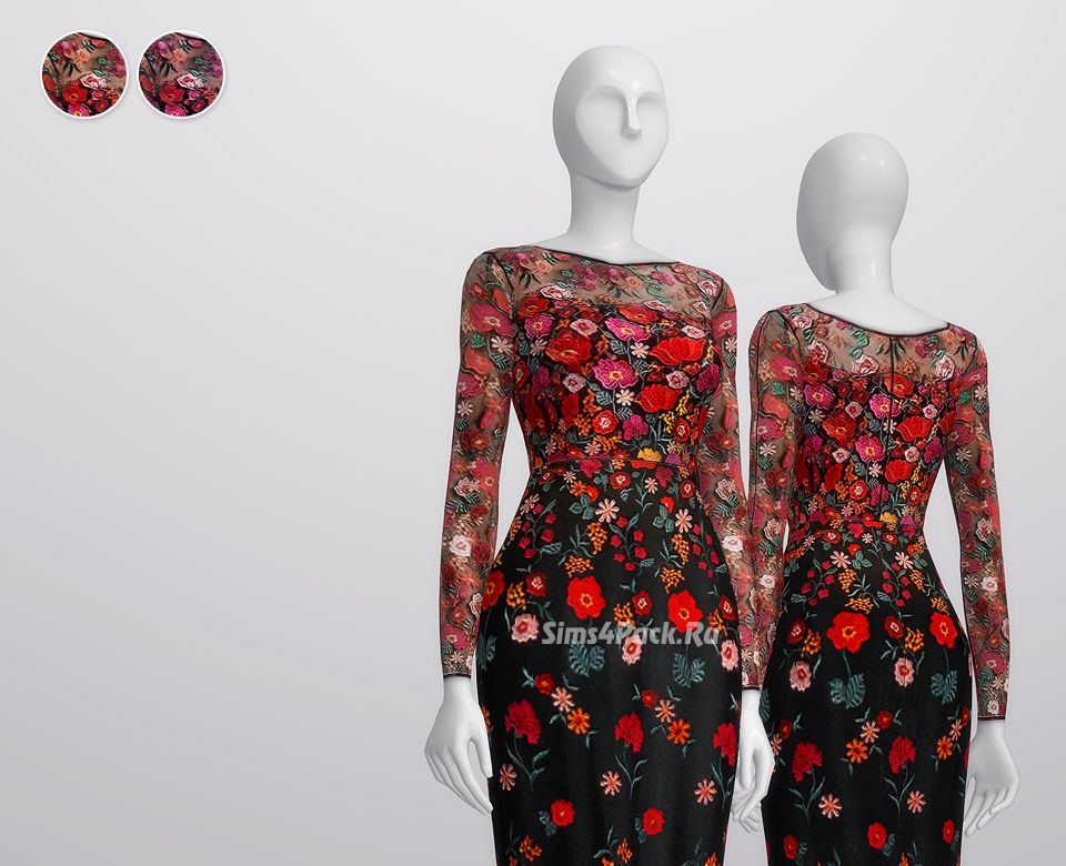 Платье "RED Appliqued embroidered tulle dress by Lela Rose"