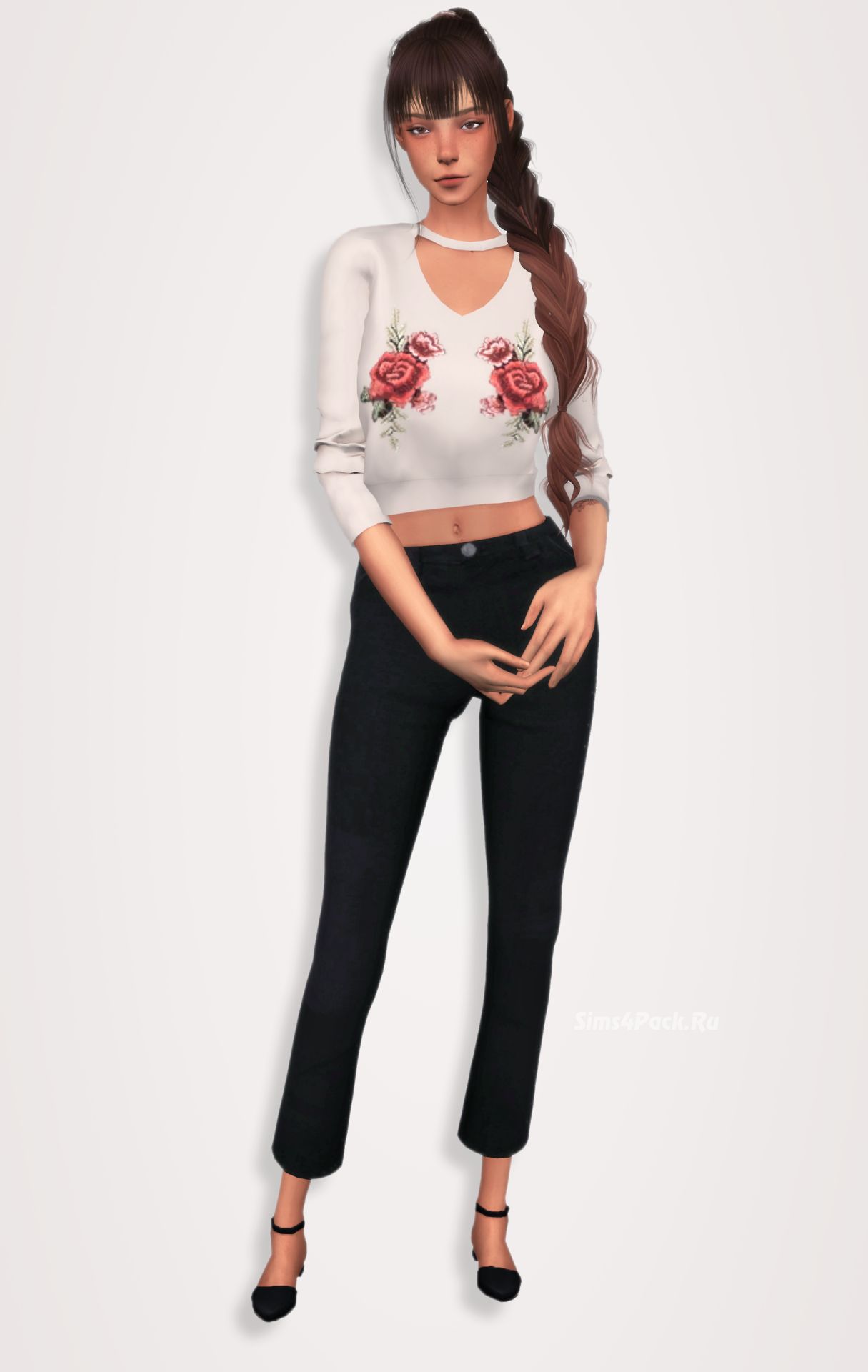 Комплект "V Cut Choker Neck Jumper & Wide-Leg Cropped Pants"