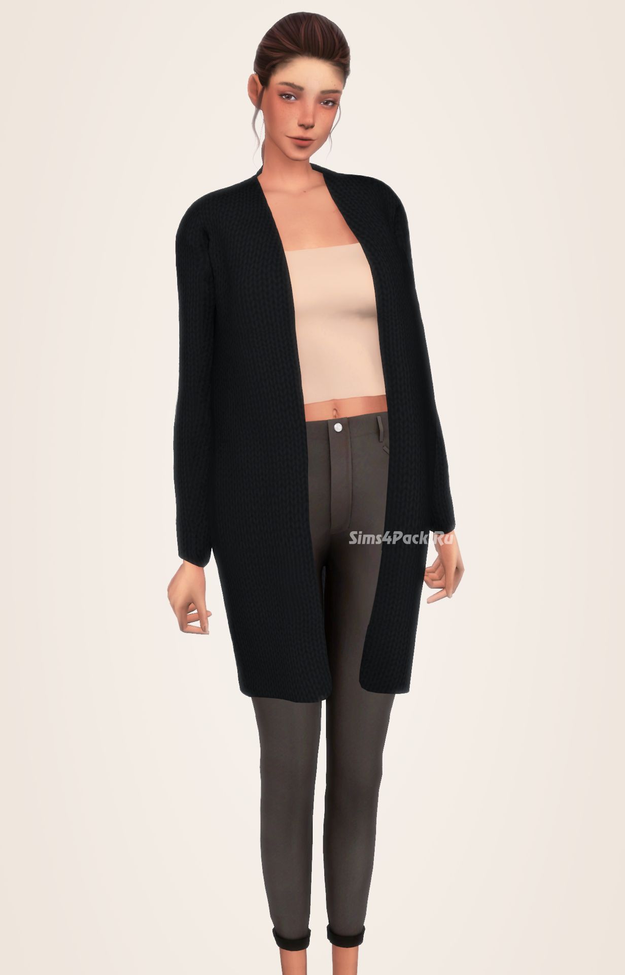 Комплект "Simple Solid Tank Top, Acc Long Cardigan & Mid Rise Jeans"