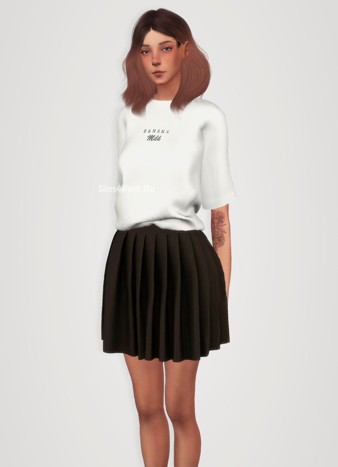 Комплект одежды "Loose Graphic Tee & Pleated Skirt"