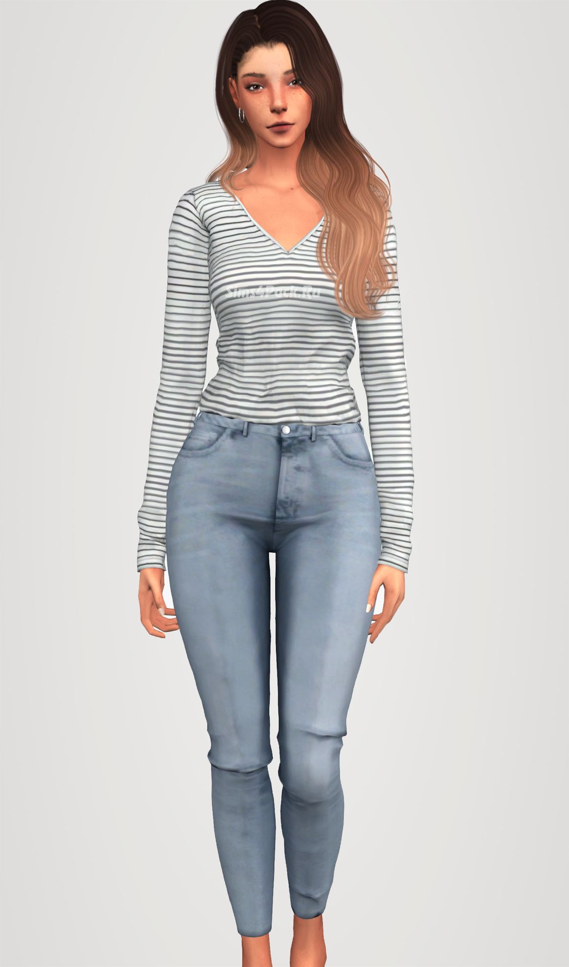 Комплект одежды "striped long sleeve top & denim jeans"