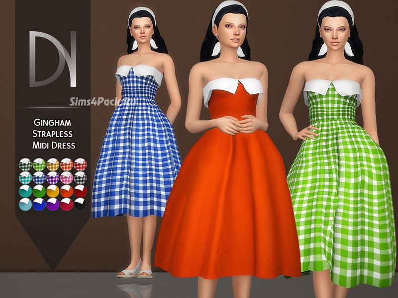Платье "Gingham Strapless Midi Dress"