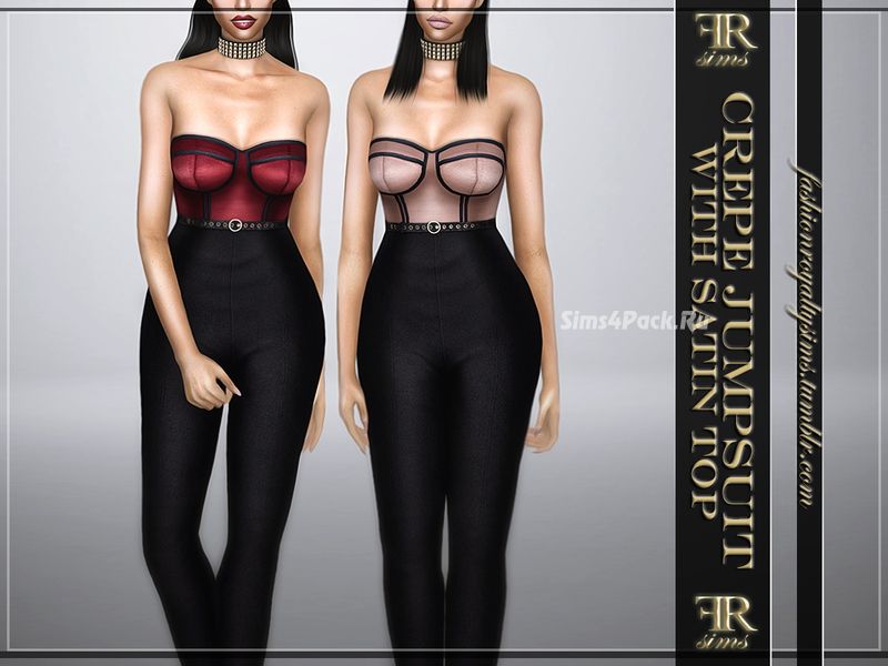 Комплект одежды "Crepe Jumpsuit With Satin Top"