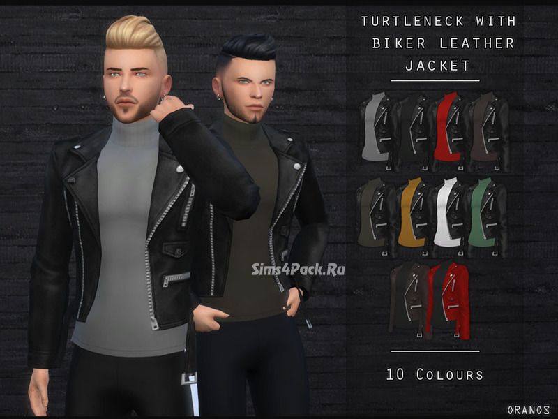Комплект "Turtleneck With Biker Leather Jacket"