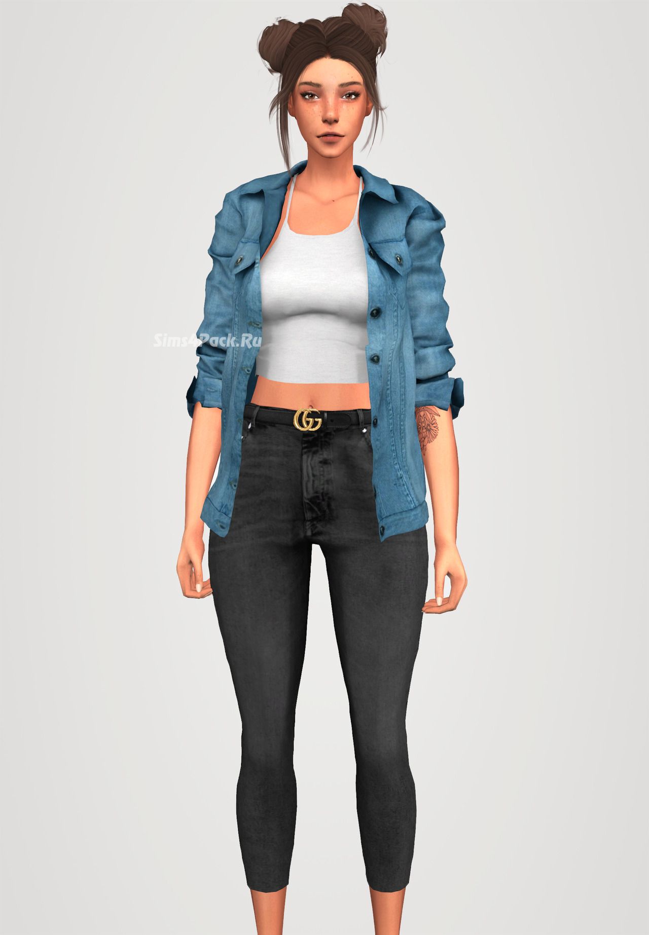 Комплект одежды "denim jacket & jeans gucci belt"