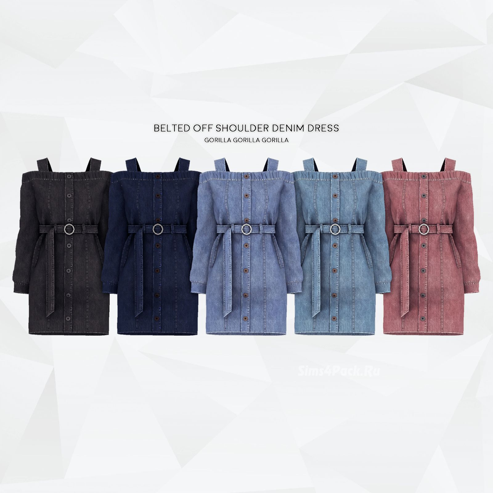 Платье "BELTED OFF SHOULDER DENIM DRESS"