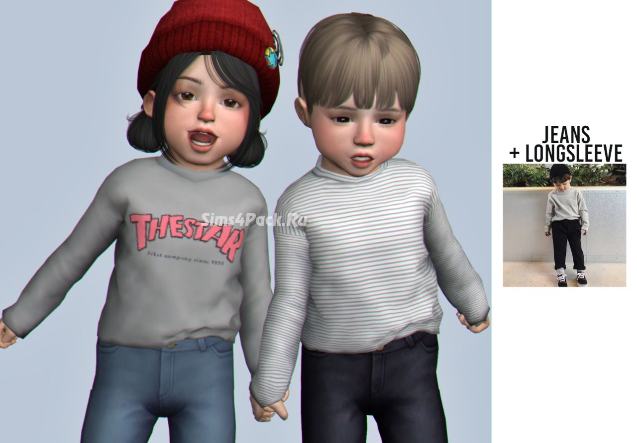 Комплект одежды "jeans + longsleeve"