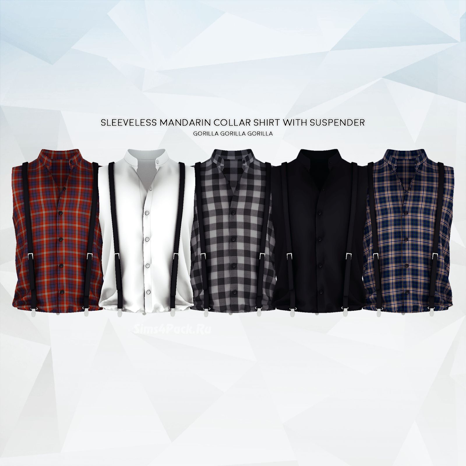 Рубашка "Sleeveless Mandarin Collar Shirt with Suspender"