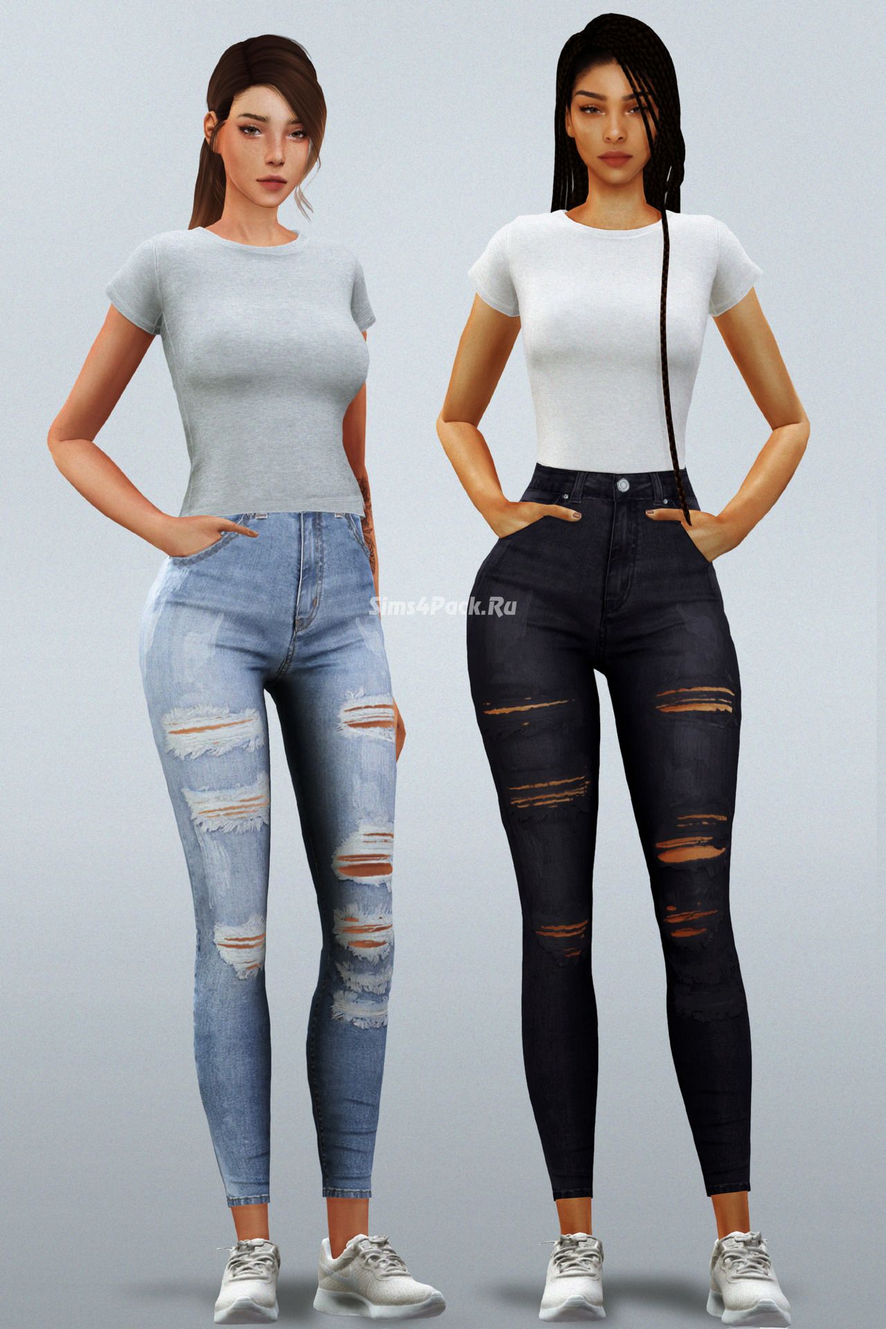 Футболки и джинсы "Basic Tee, Basic Tee Tucked in & Ripped Skinny Jeans"