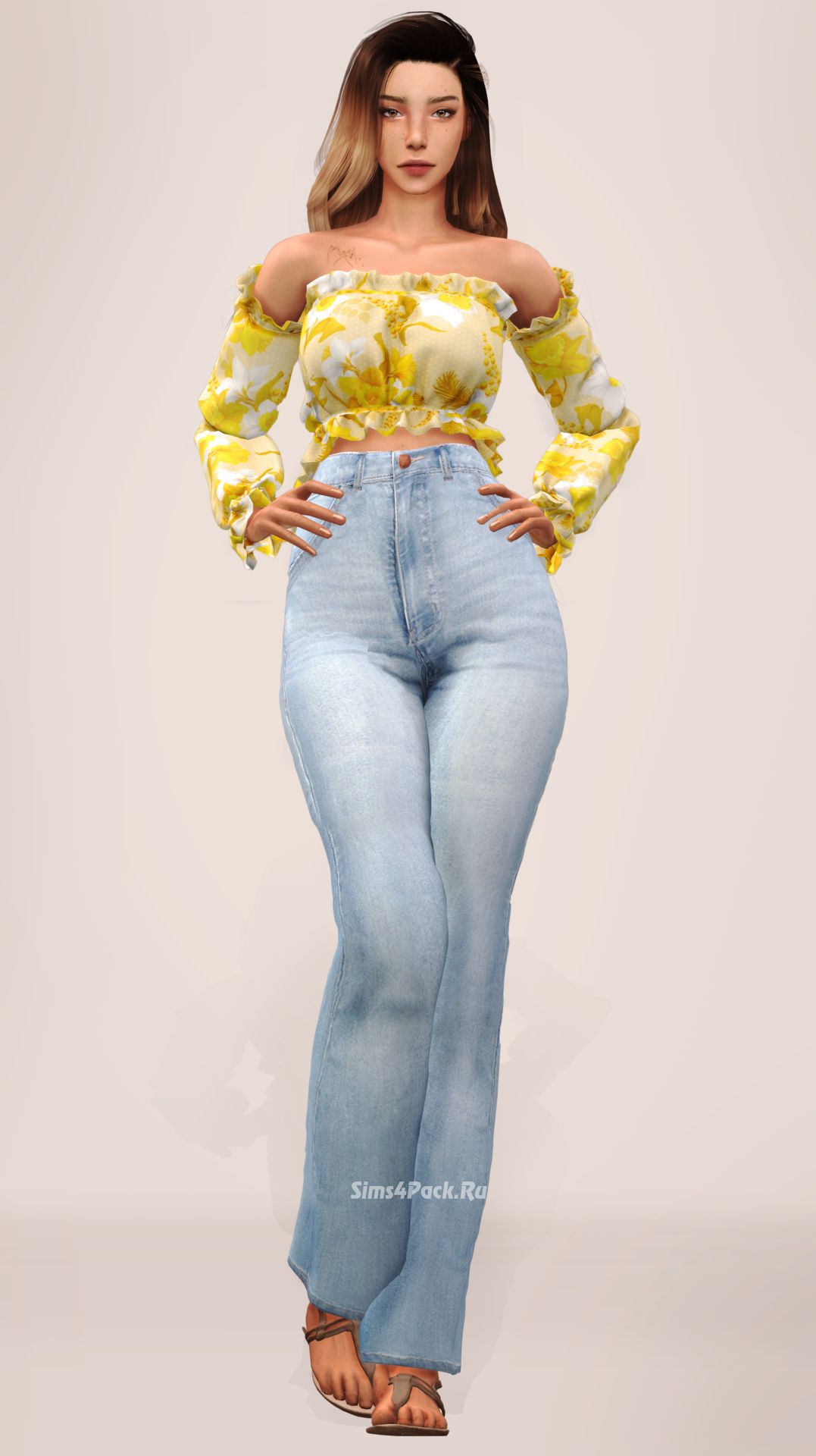 Топ и джинсы "Summer Waist Top & High Waist Wide Jeans"