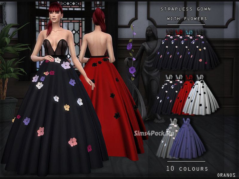 Платье "Strapless Gown With Flowers"