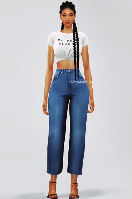 Футболка и джинсы "Cropped Elastic Tee & Wide Jeans"