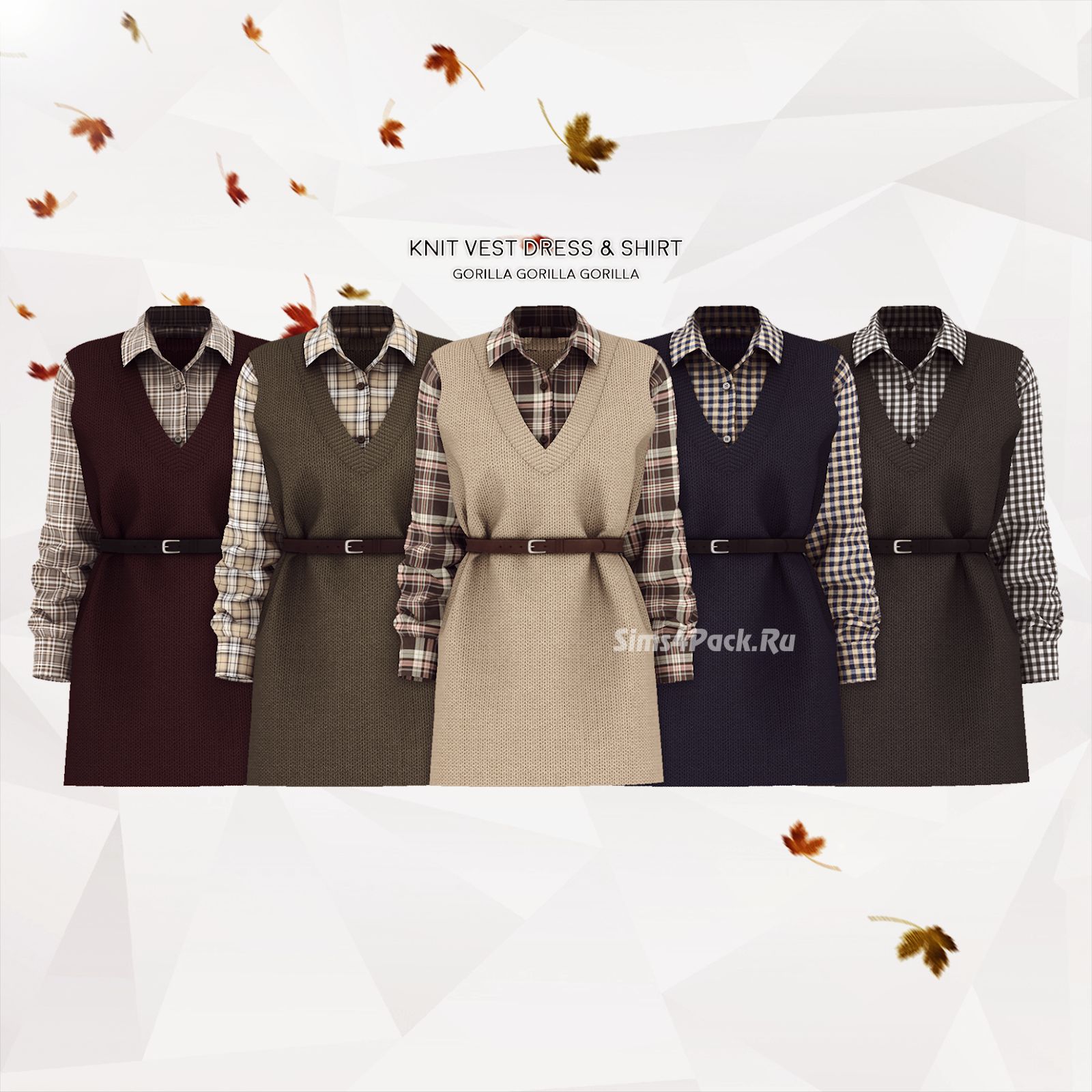 Платье и рубашка "Knit Vest Dress & Shirt"
