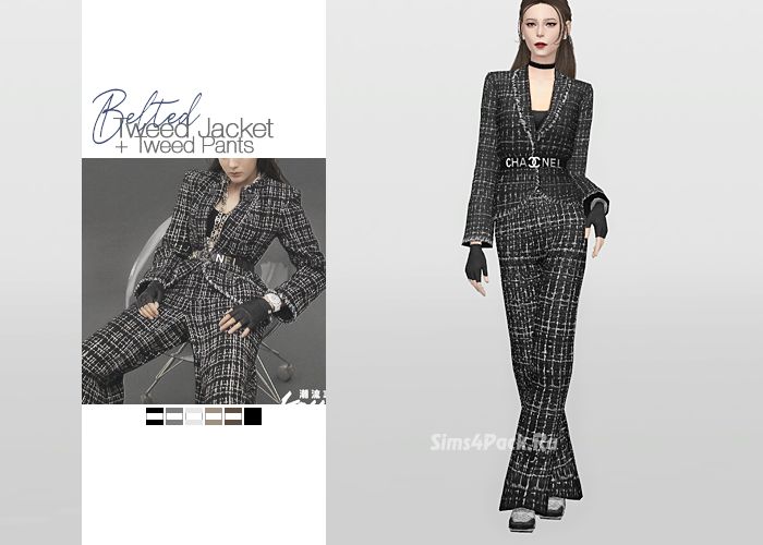 Костюм "Belted Tweed Jacket + Tweed Pants"