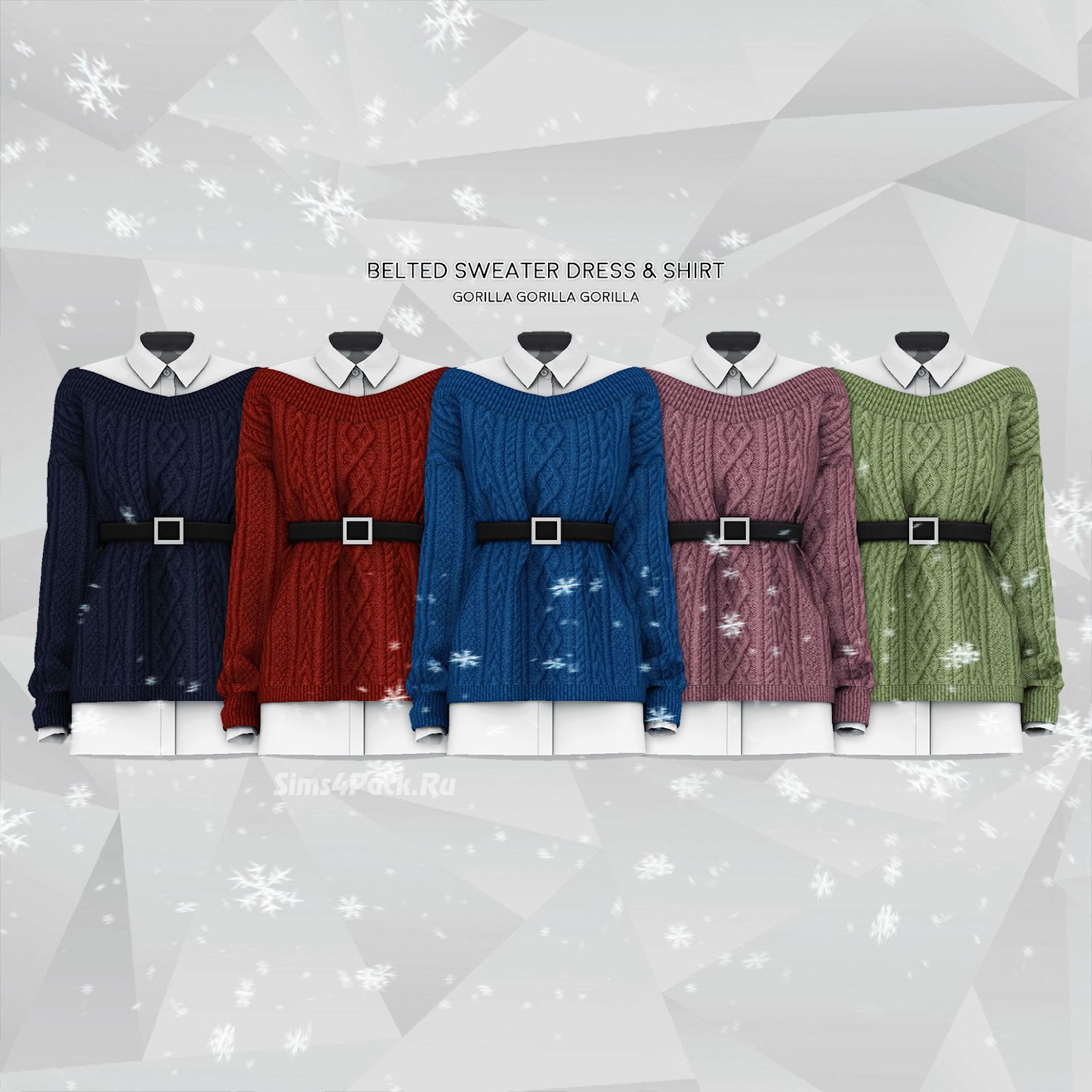 Рубашка и свитер "Belted Sweater Dress & Shirt"
