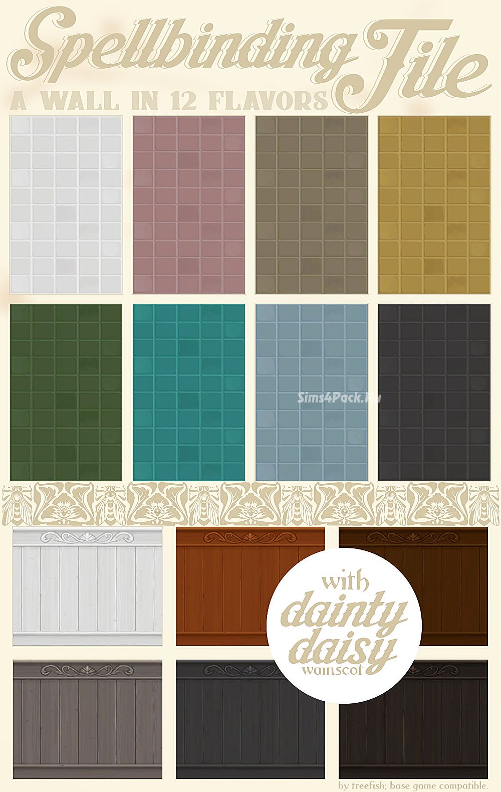 Настенная плитка и деревянные панели "Spellbinding Tile with Dainty Daisy Wainscot"