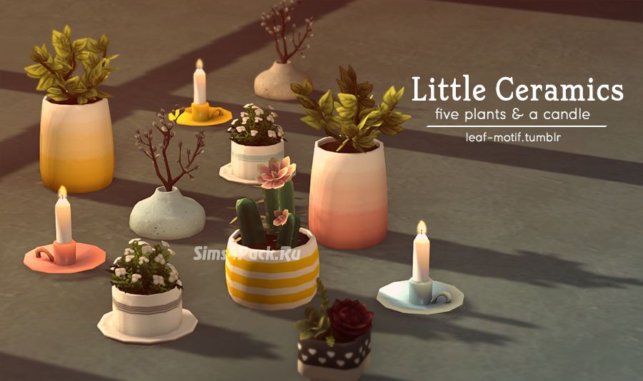 Комнатные растения и свеча "Little Ceramics"