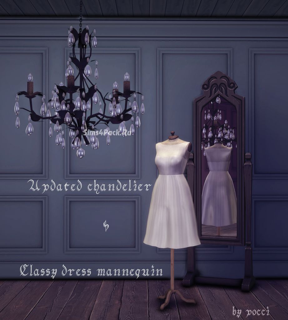 Люстра и манекен "Updated chandelier and classy dress mannequin"