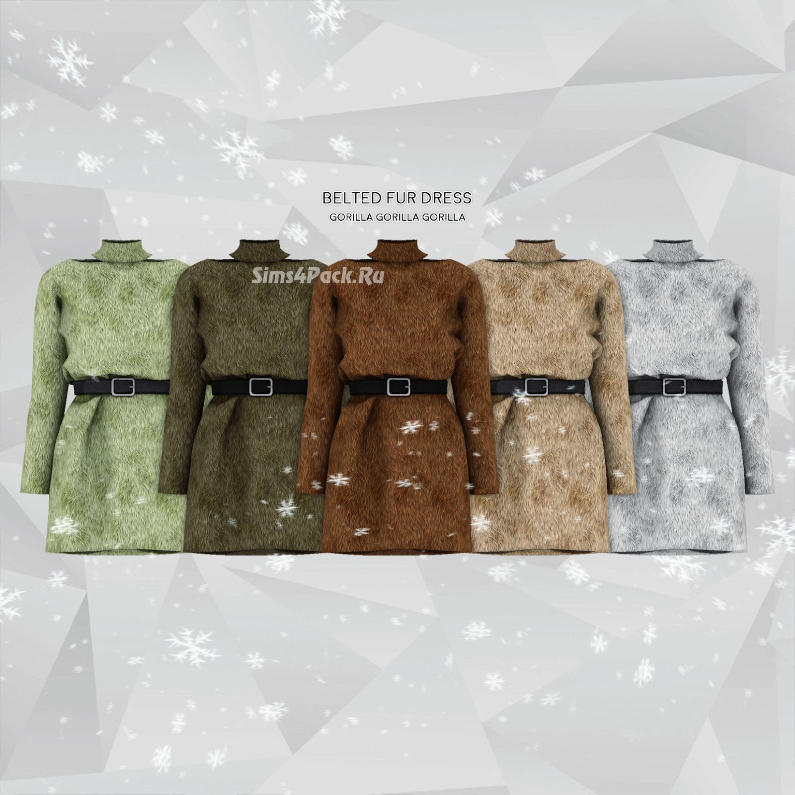 Платье "Belted Fur Dress"