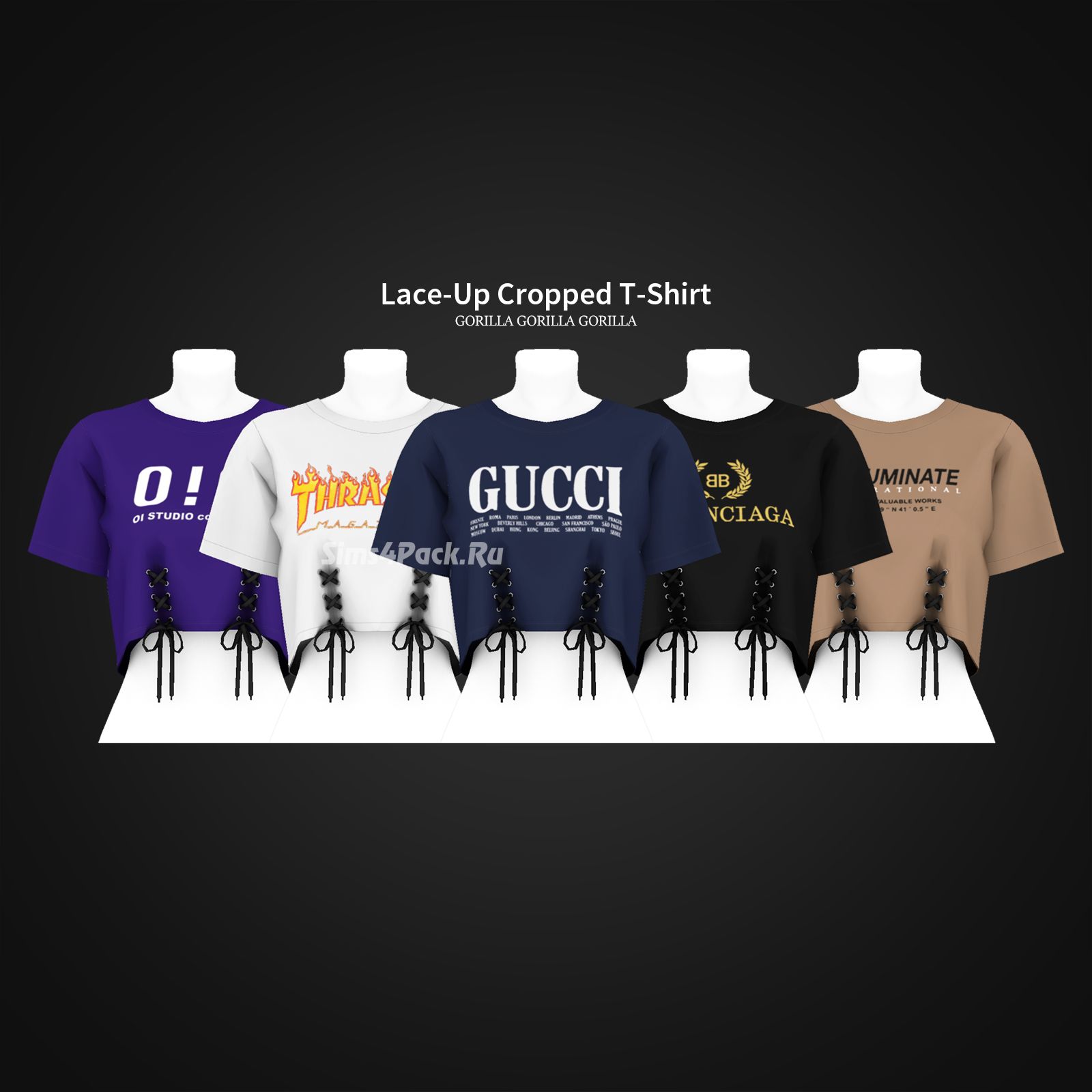 Футболка "Lace-Up Cropped T-Shirt"