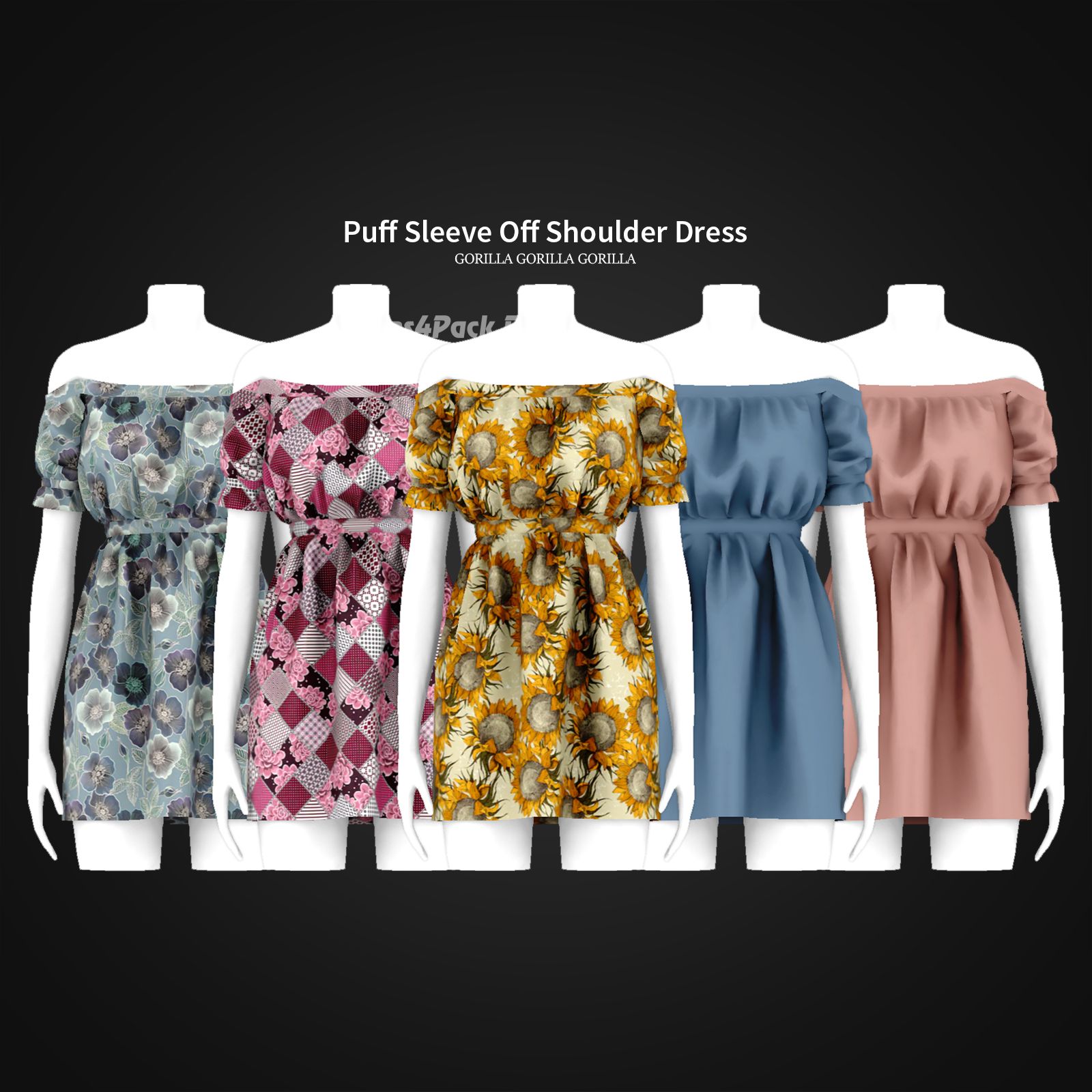 Платье "Puff Sleeve Off Shoulder Dress"
