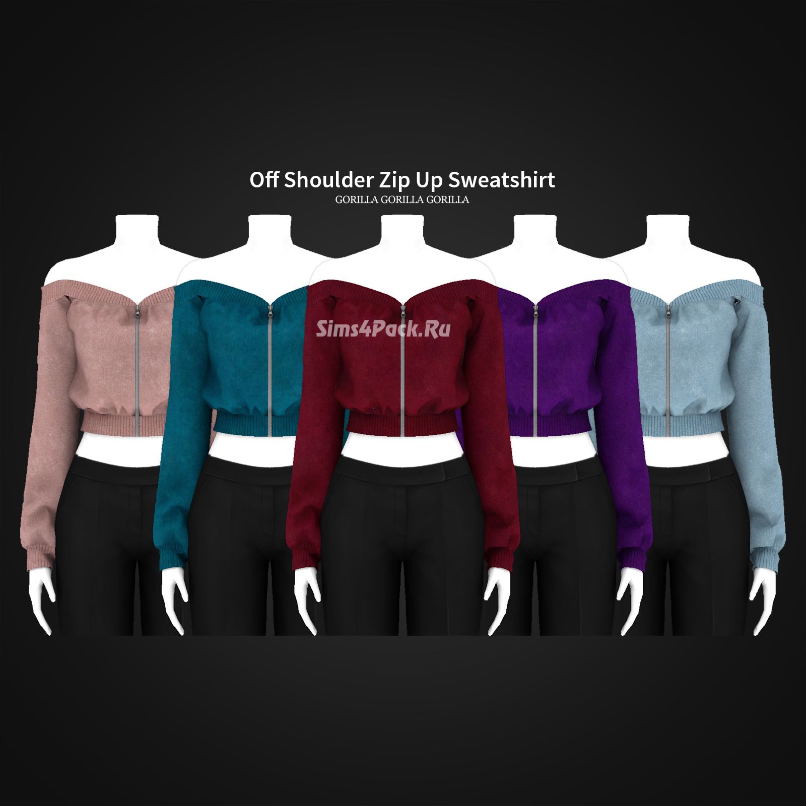 Кофта "Off Shoulder Zip Up Sweatshirt"