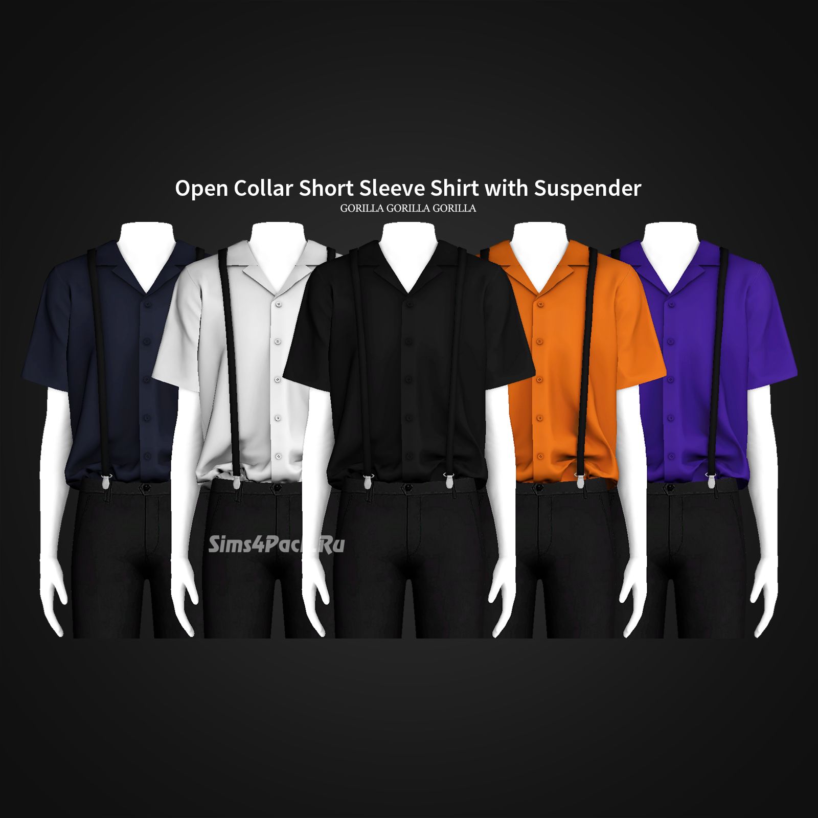 Рубашка "Open Collar Short Sleeve Shirt with Suspender"