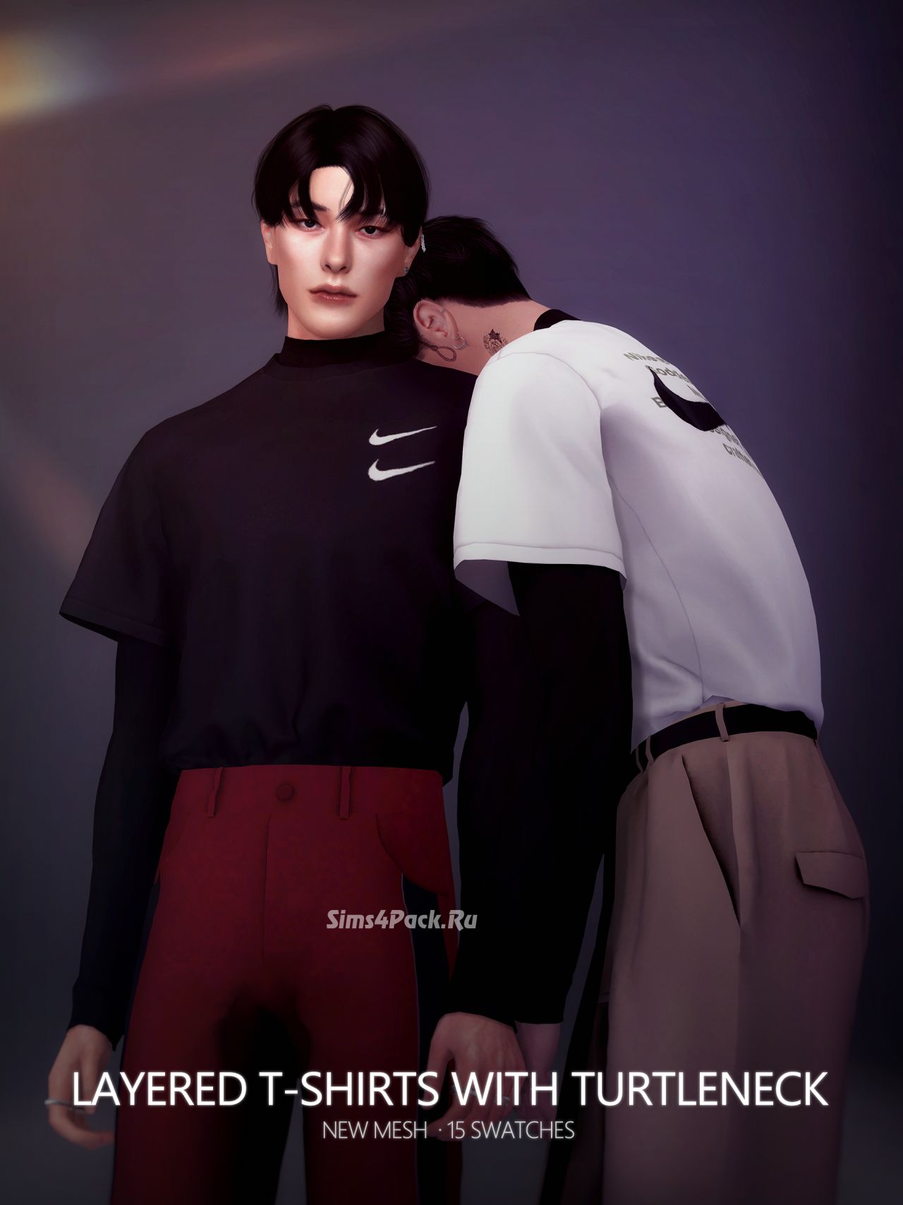 Мужская футболка с водолазкой "Layered T-shirts With Turtleneck"