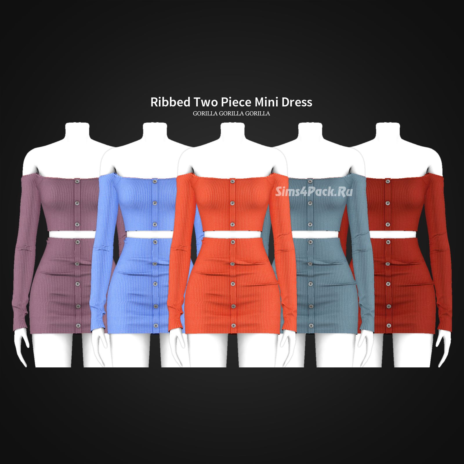 Топ и юбка "Ribbed Two Piece Mini Dress"