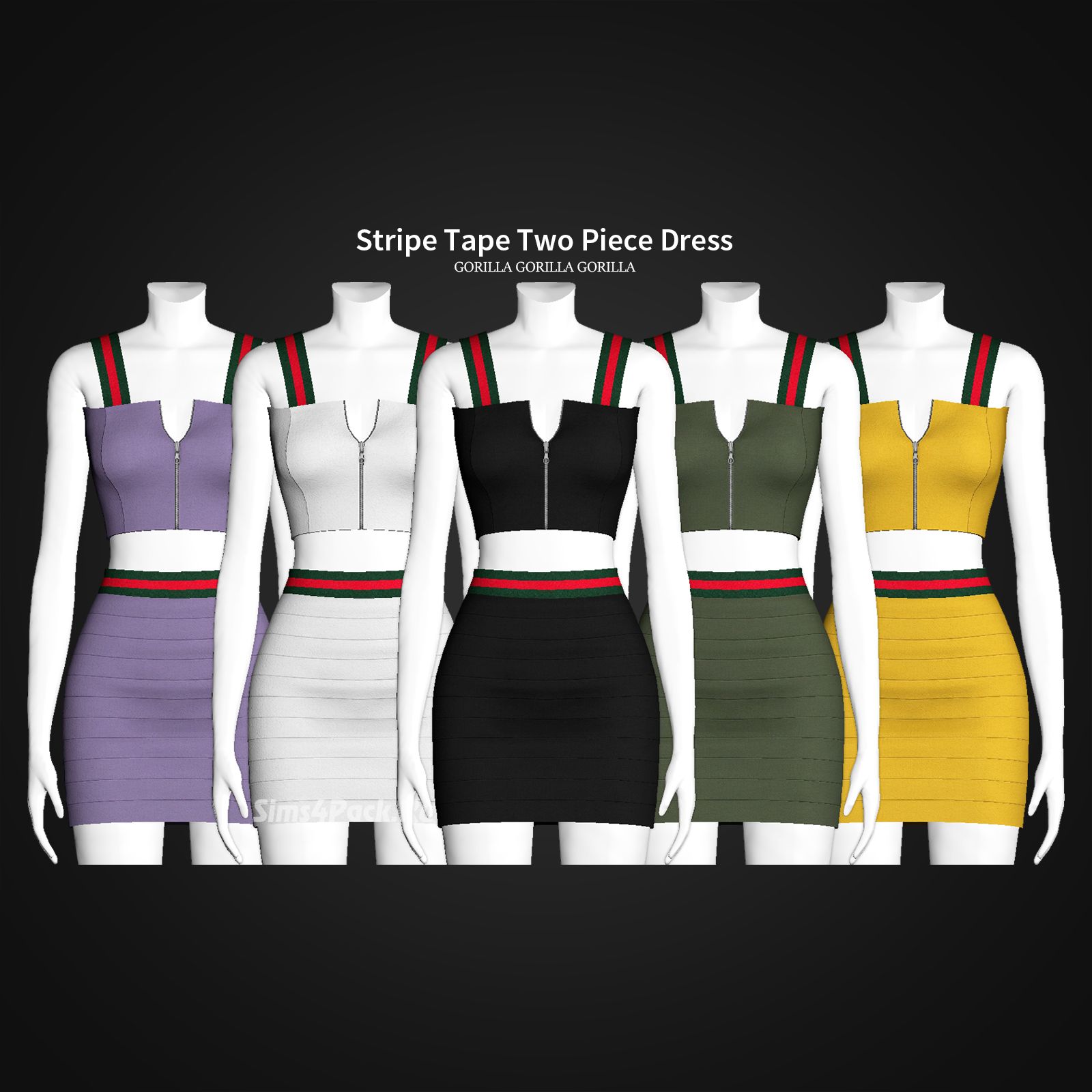 Топ и юбка "Stripe Tape Two Piece Dress"