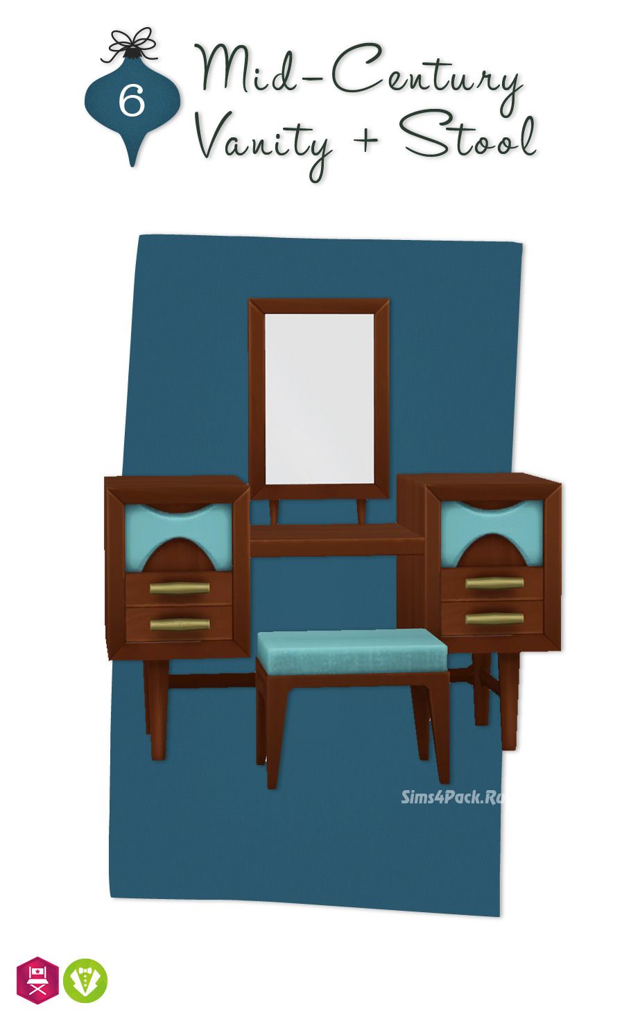 Туалетный столик "Mid-Century Vanity + Stool"