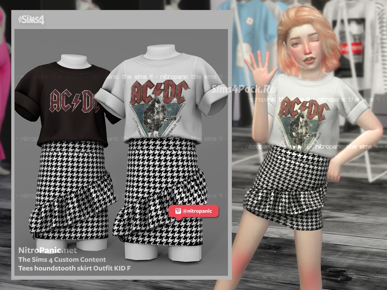Футболка и юбка "Tees houndstooth skirt Outfit KID F"