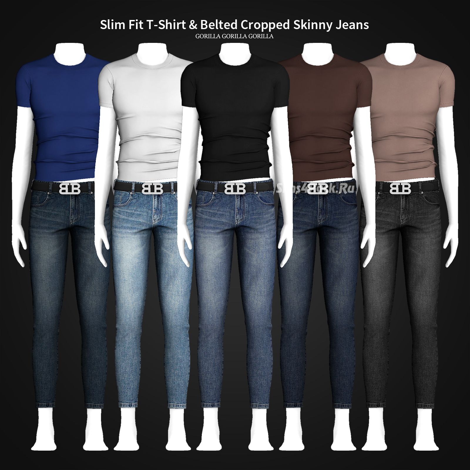 Футболка и джинсы "Slim Fit T-Shirt & Belted Cropped Skinny Jeans"