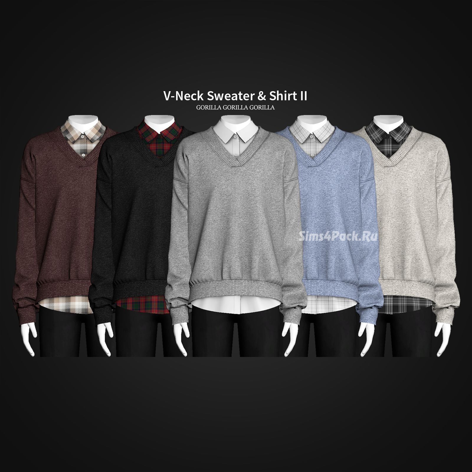 Мужской джемпер и рубашка "V-Neck Sweater & Shirt II"