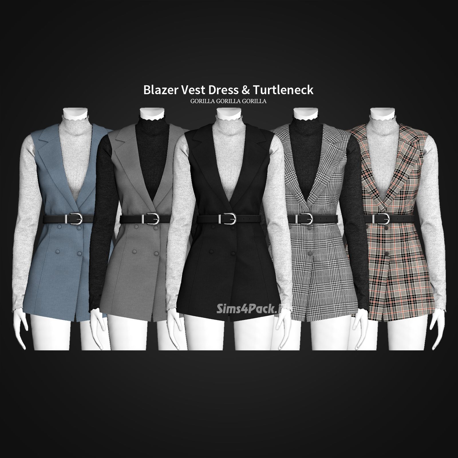 Жилет и водолазка "Blazer Vest Dress & Turtleneck"