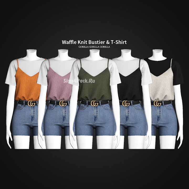 Футболка и топ "Waffle Knit Bustier & T-Shirt"