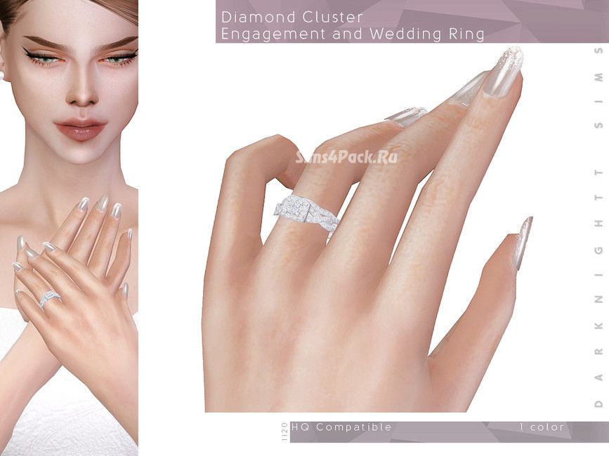 Кольцо "Diamond Cluster Engagement and Wedding Ring"